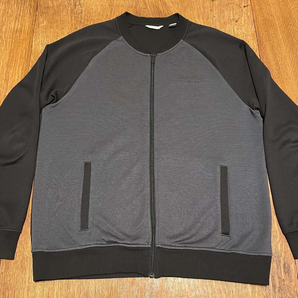 Calvin Klein Men's Athleticwear Bomber Jacket - Large, Black & Grey